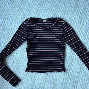 GARAGE Striped Long Sleeve Top
